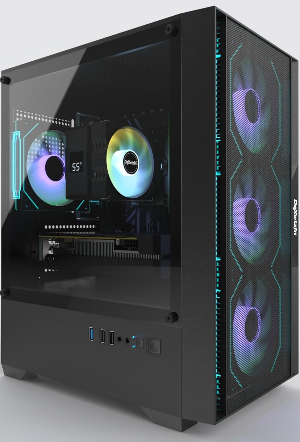 Gaming PC, i7 CPU Up to 4.2 GHz, GTX 1660 Super 6GB DDR6 Graphics Card, 512GB SSD, 16GB RAM, ARGB Fansx4 for Desktop PC, WiFi 6 BT 5.3, Win11 (i7/16G/GTX1660S 6GB)